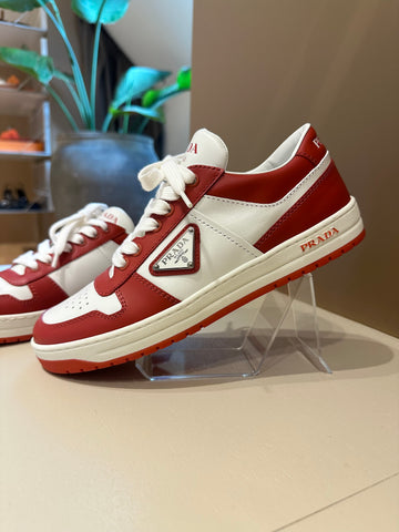 Prada Downtown Leather Sneakers Red/White 38,5