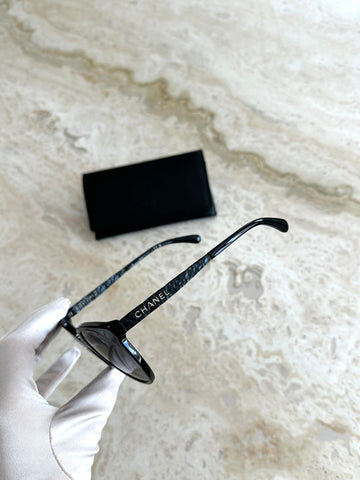 Chanel Acetate Metal Polarized Pantos Sunglasses Black