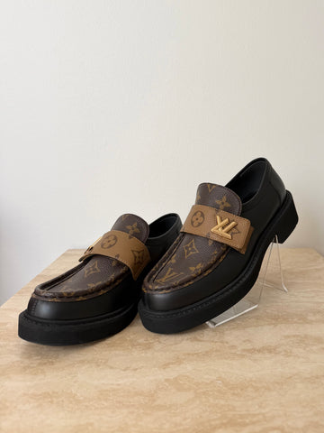 Louis Vuitton Academy Flat Loafers Monogram Reverse Canvas