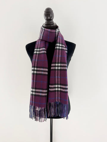 Burberry Reversible Checked Cashmere Scarf Purple/blue