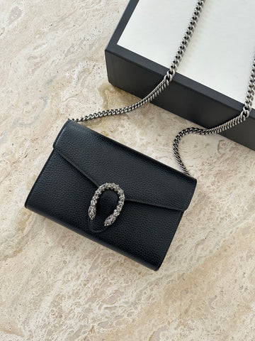 Gucci Crystal Dionysus Wallet On Chain Black