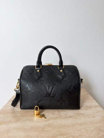 Louis Vuitton Speedy Bandouliére 25 Black Monogram Empreinte Leather