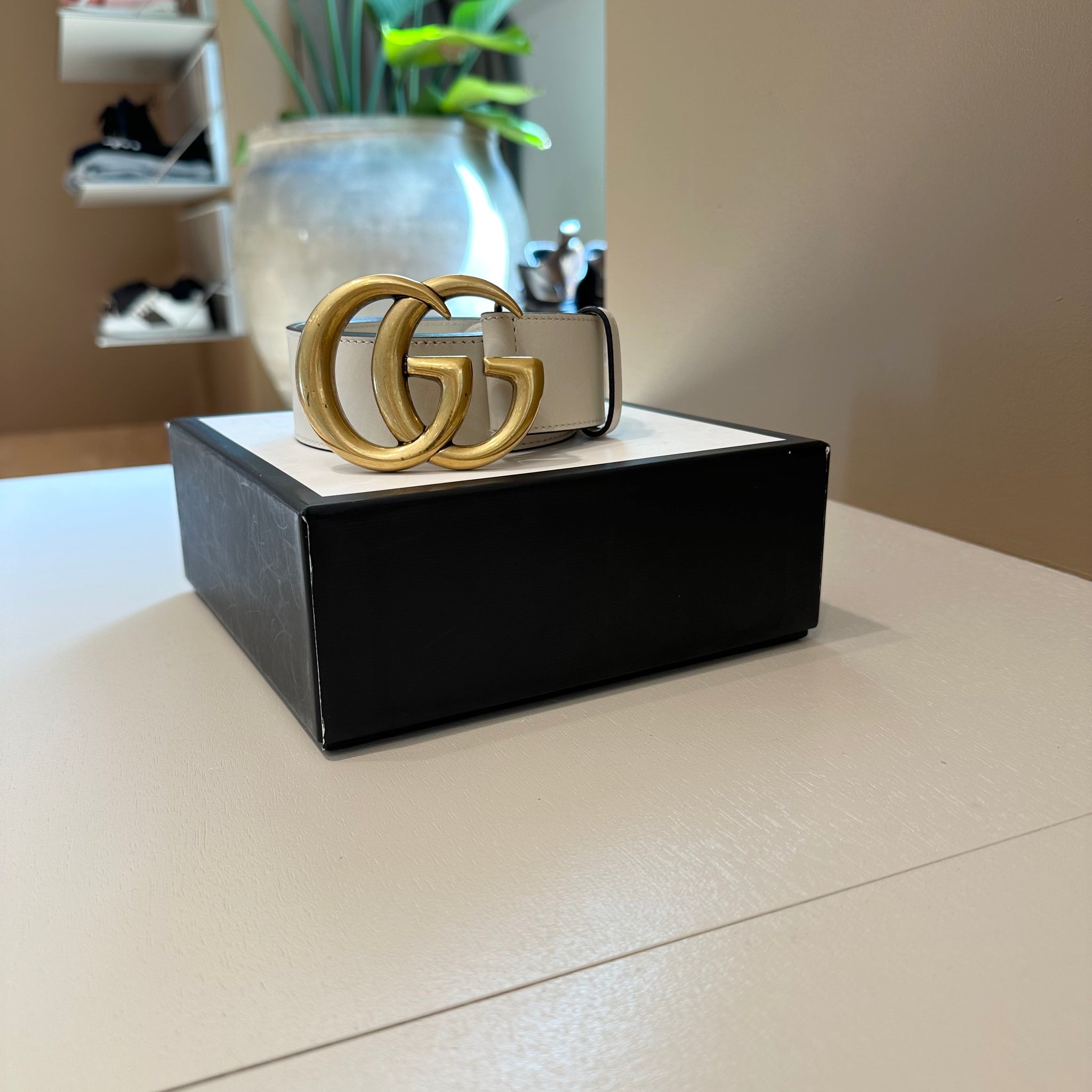 Gucci GG Marmont Wide Belt White 90