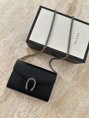 Gucci Crystal Dionysus Wallet On Chain Black