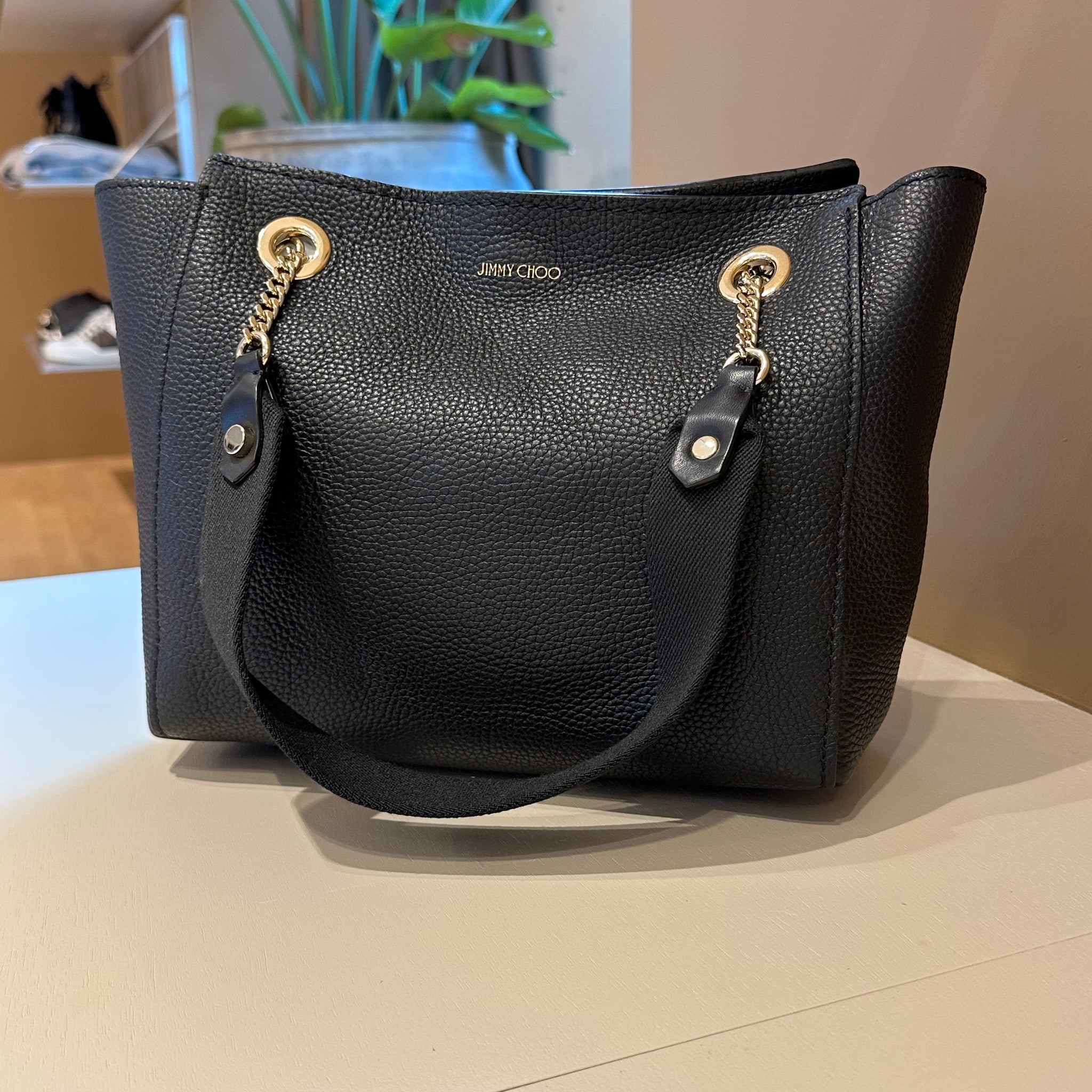 Jimmy Choo Flo Tote Bag Black GHW