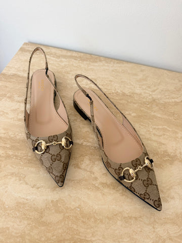 Gucci GG Horsebit Slingback Flats 36,5