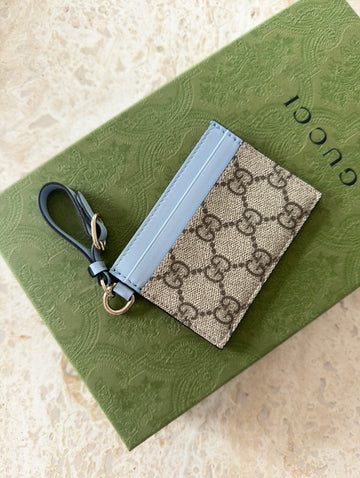 Gucci GG Emblem Card Case With Strap
