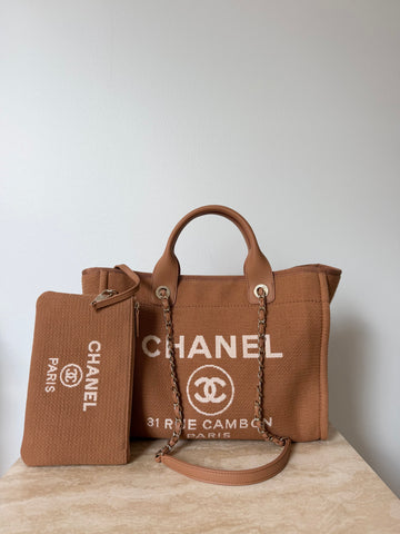 Chanel Deauville Medium Tote Bag Dark Brown GHW