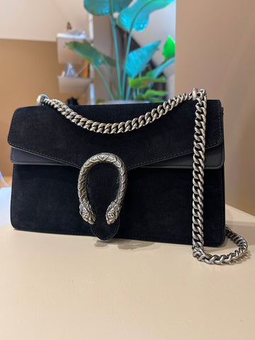 Gucci Dionysus Small Suede GG Bag Black