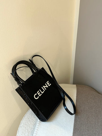 Celine Mini Vertical Cabas Black Sequins Bag