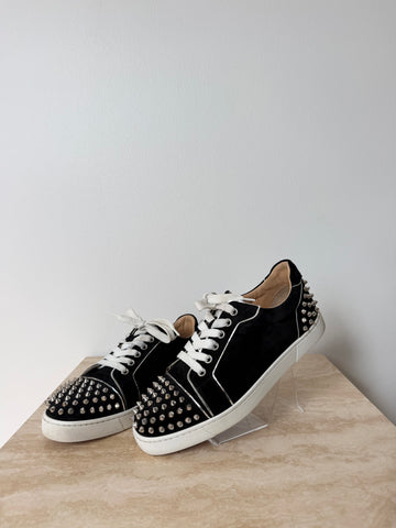 Christian Louboutin Vieira 2 Spike Trainers Black Suede 39