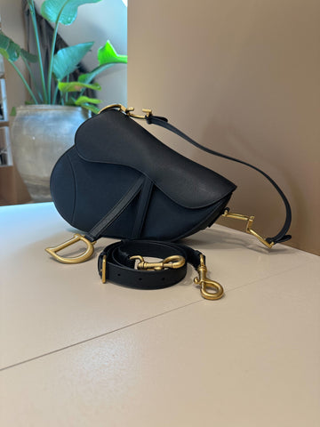 Dior Saddle Bag With Strap x 2 Black GHW