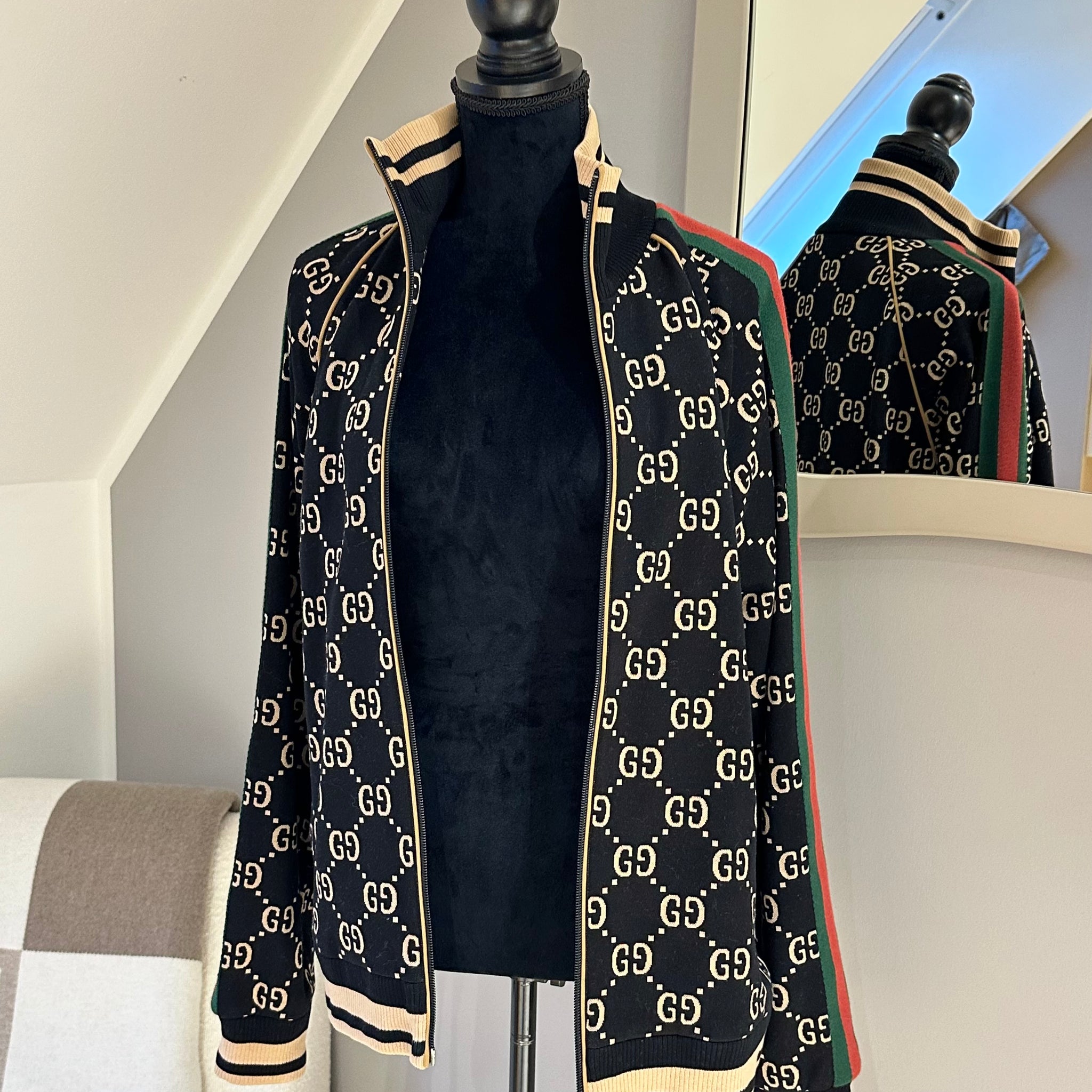 Gucci GG jersey cotton jacket Black/Camel M