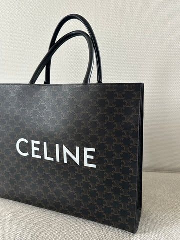 Celine Horizontal Cabas Triomphe Tote Bag Black