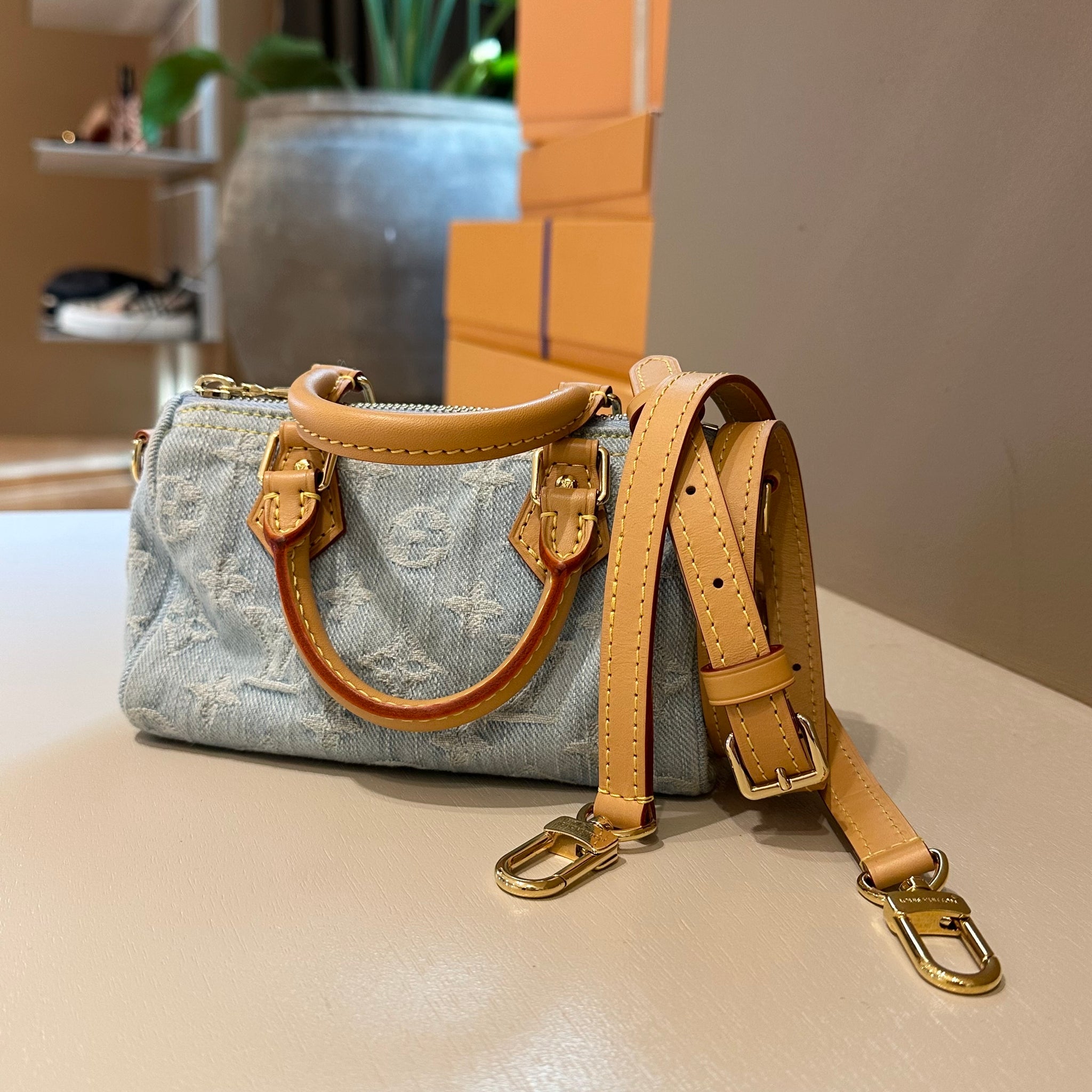 Louis Vuitton Nano Speedy Monogram Denim