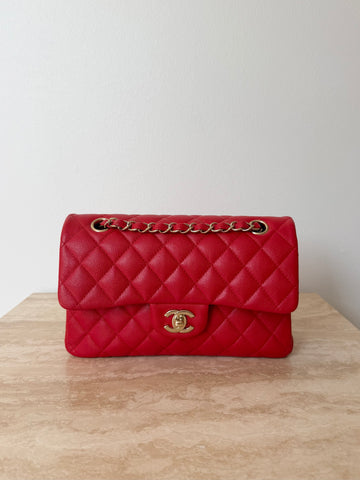 Chanel Small Classic Flap Bag Red Caviar LGHW (Copy)