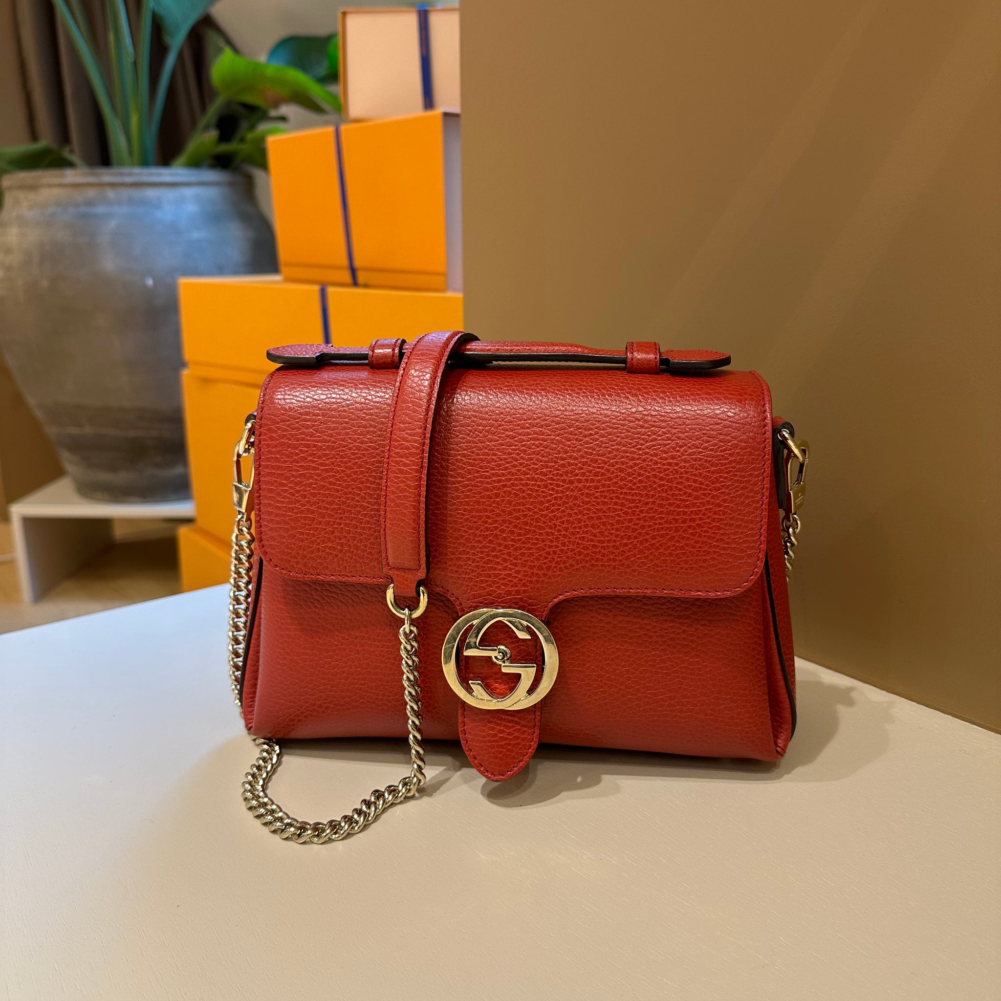 Gucci Interlocking Bag Dark Red GHW