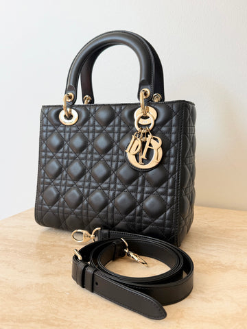 Lady Dior Medium Bag Black Carnage Lambskin GHW