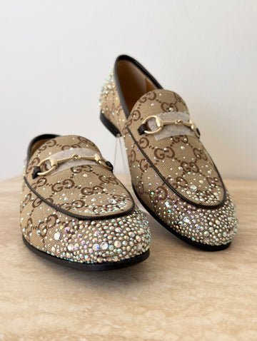 Gucci Jordaan Crystal Embellished Loafers 39