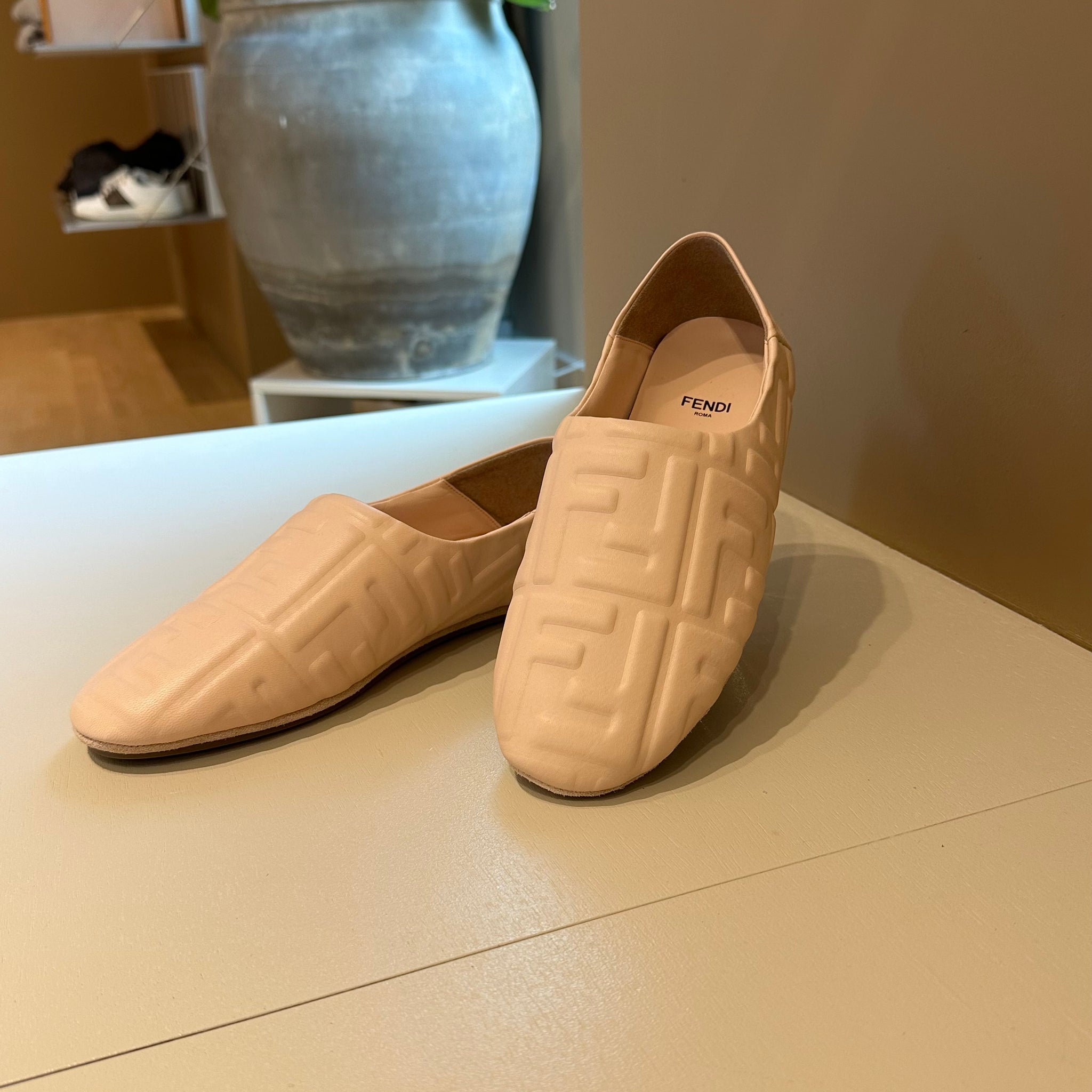 Fendi FF Embossed Ballet Flats Rose 37