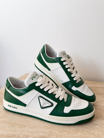 Prada Downtown Leather Sneakers Green/White 38,5