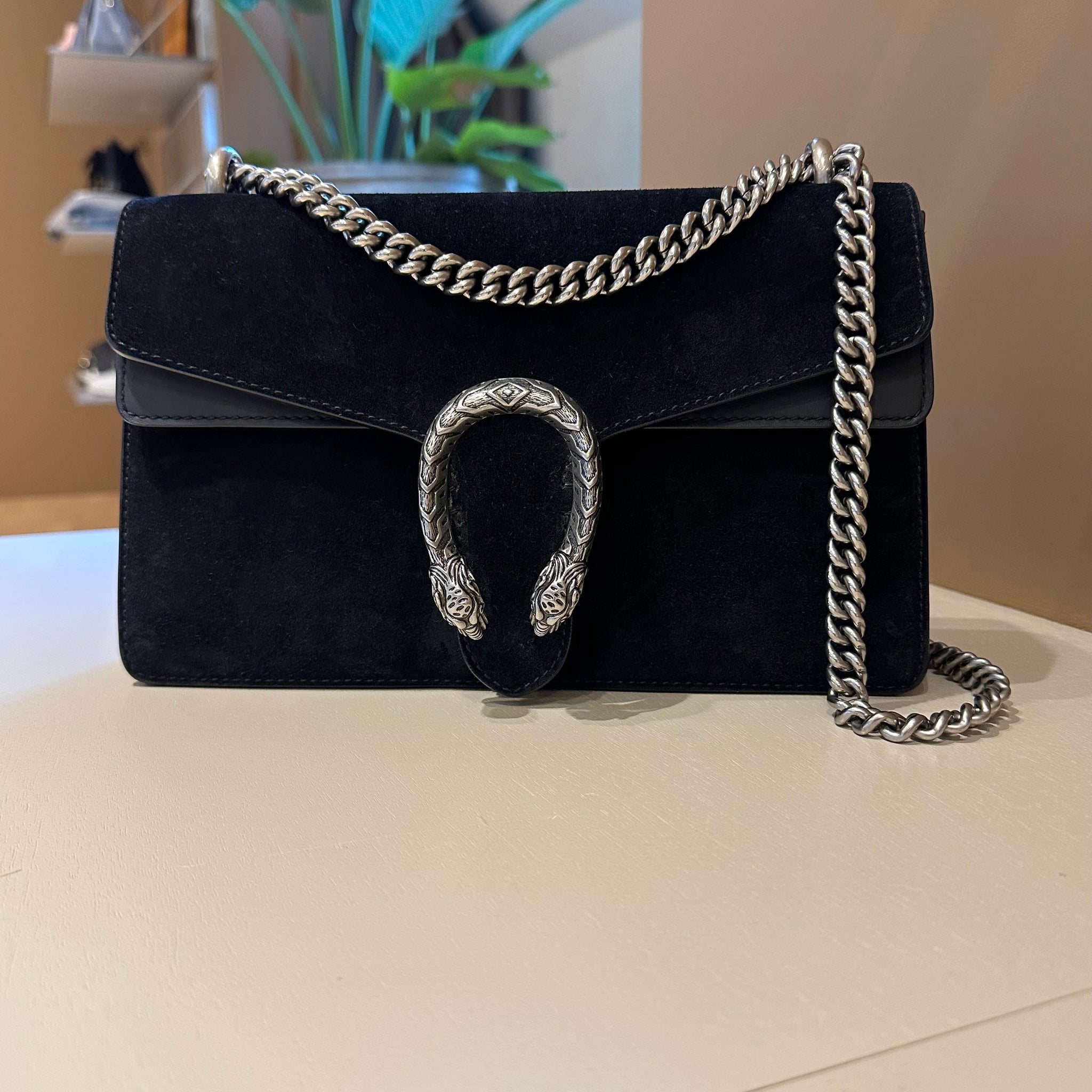 Gucci Dionysus Small Suede GG Bag Black