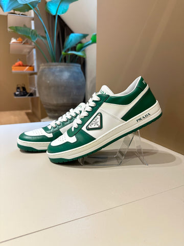 Prada Downtown Leather Sneakers Green/White 38,5