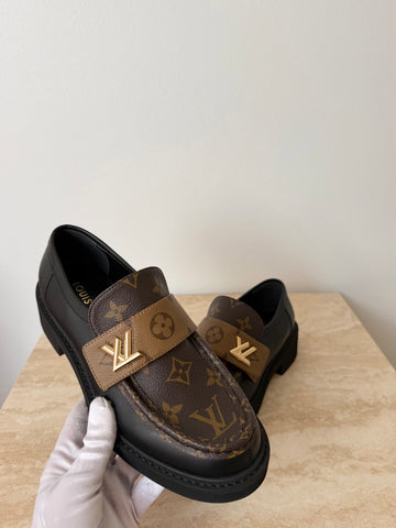 Louis Vuitton Academy Flat Loafers Monogram Reverse Canvas