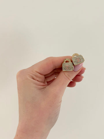 Chanel CC Matelasse Bag Pearly Resin Earrings