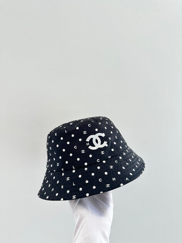 Chanel CC Polka Dot Bucket Hat Black/White
