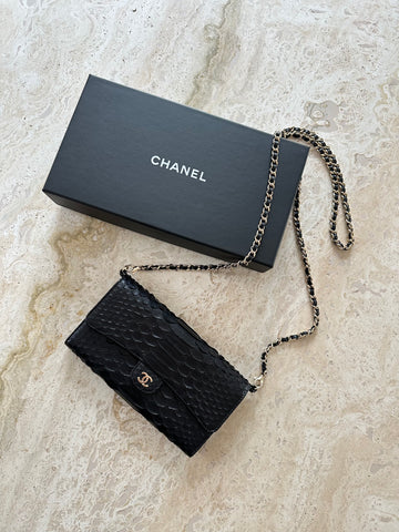 Chanel Black Python Wallet on Chain GHW