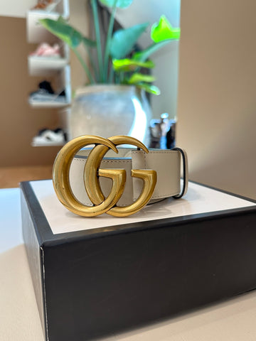 Gucci GG Marmont Wide Belt White 90
