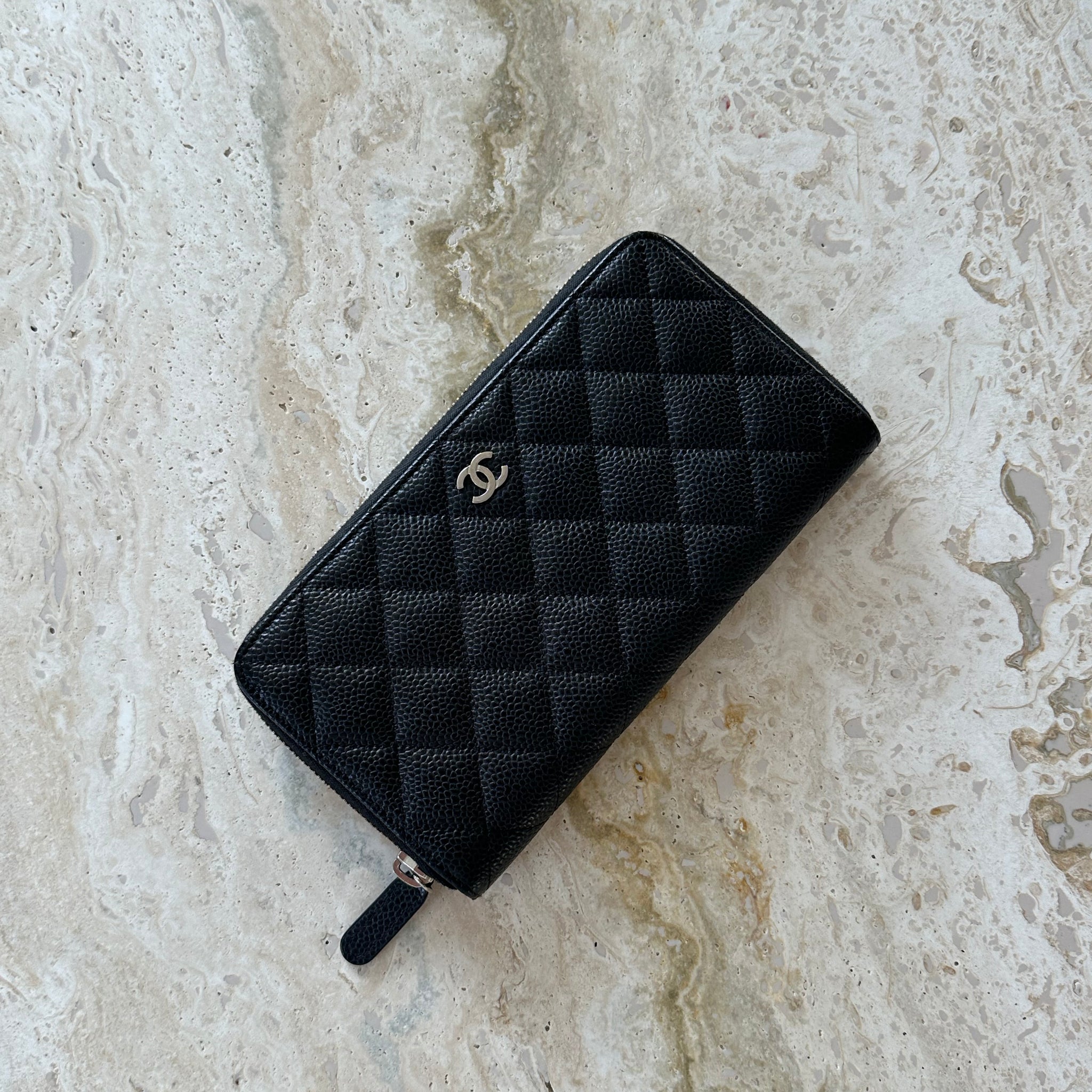 Chanel Classic Long Wallet Black Caviar SHW