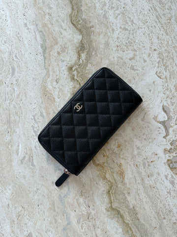 Chanel Classic Long Wallet Black Caviar SHW