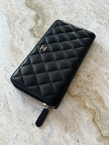 Chanel Classic Long Wallet Black Caviar SHW