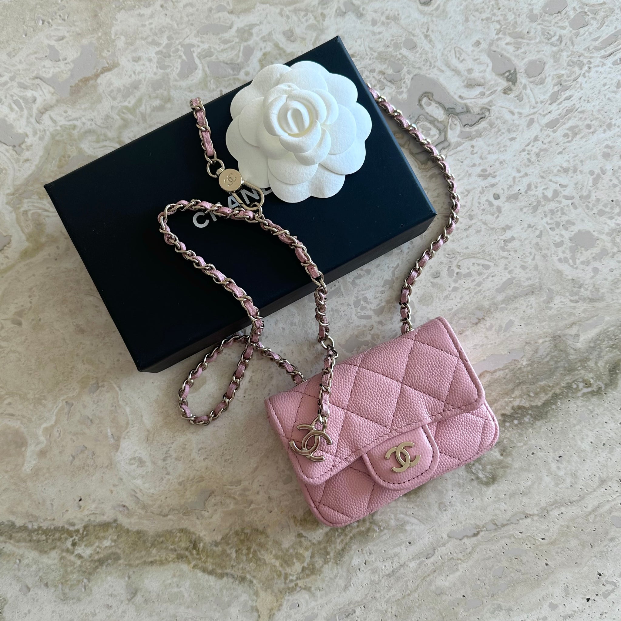 Chanel Mini Chain Belt Bag Rose GHW