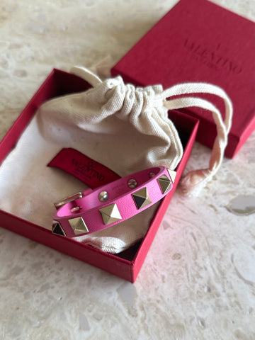 Valentino Garavani Rockstud Bracelet Pink GHW