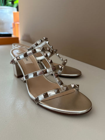 Valentino Garavani Rockstud 60 mm Metallic Sandals 39