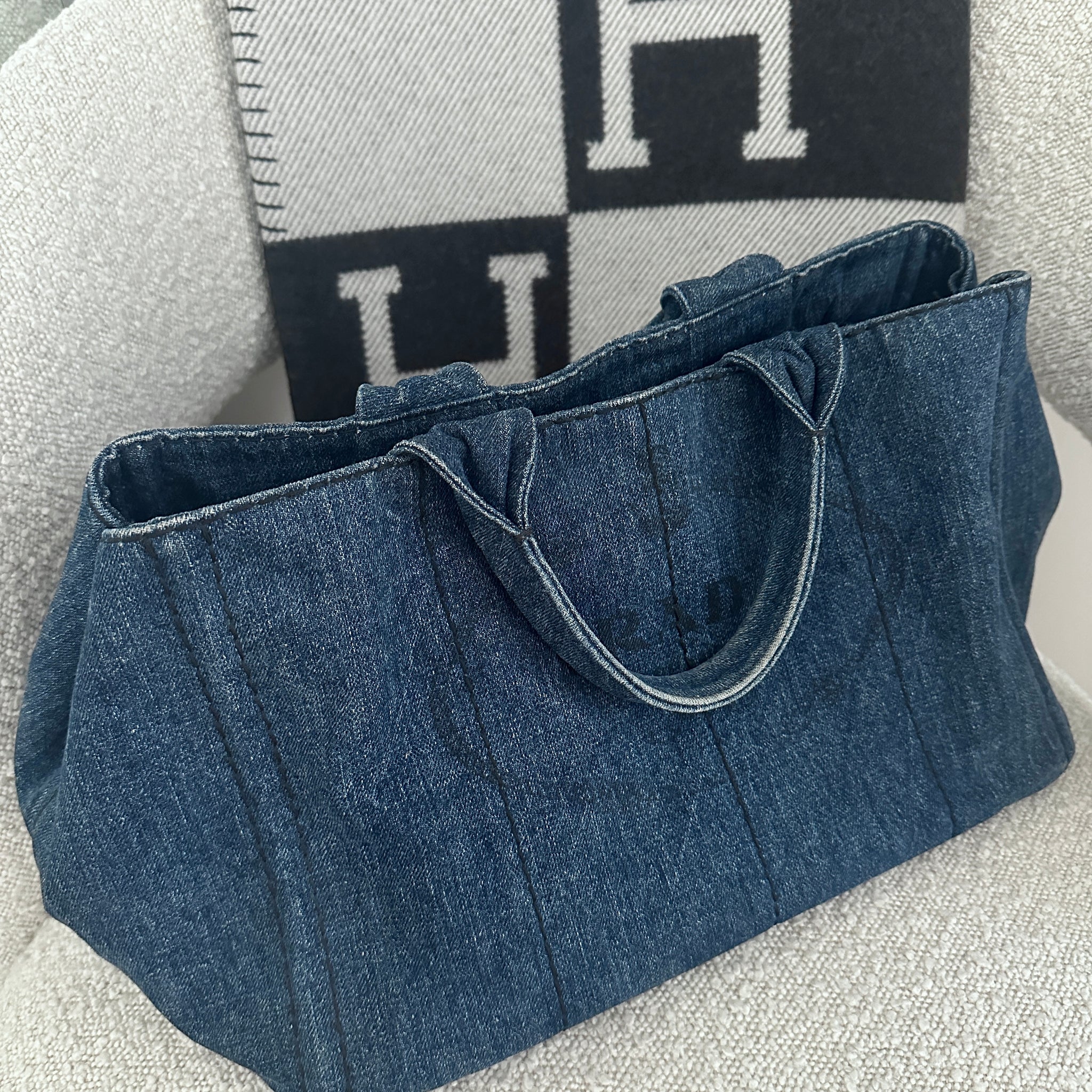 Prada Canapa Tote Medium Denim