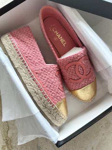 Chanel Espadrilles Pink Tweed 37