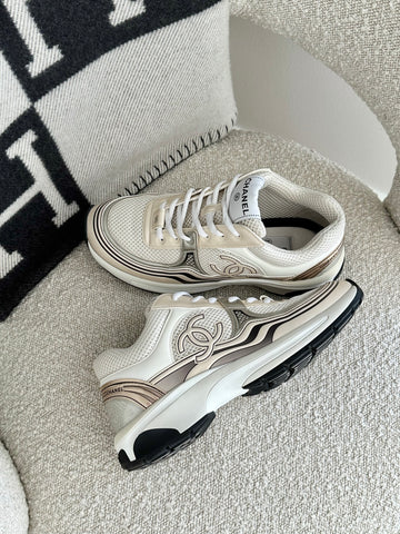 Chanel Trainers Light Beige/Gold 39