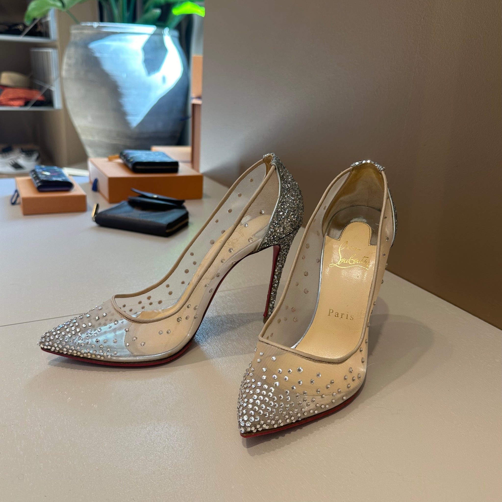 Christian Louboutin Crystal-Embellished Follies Strass Pumps 37,5