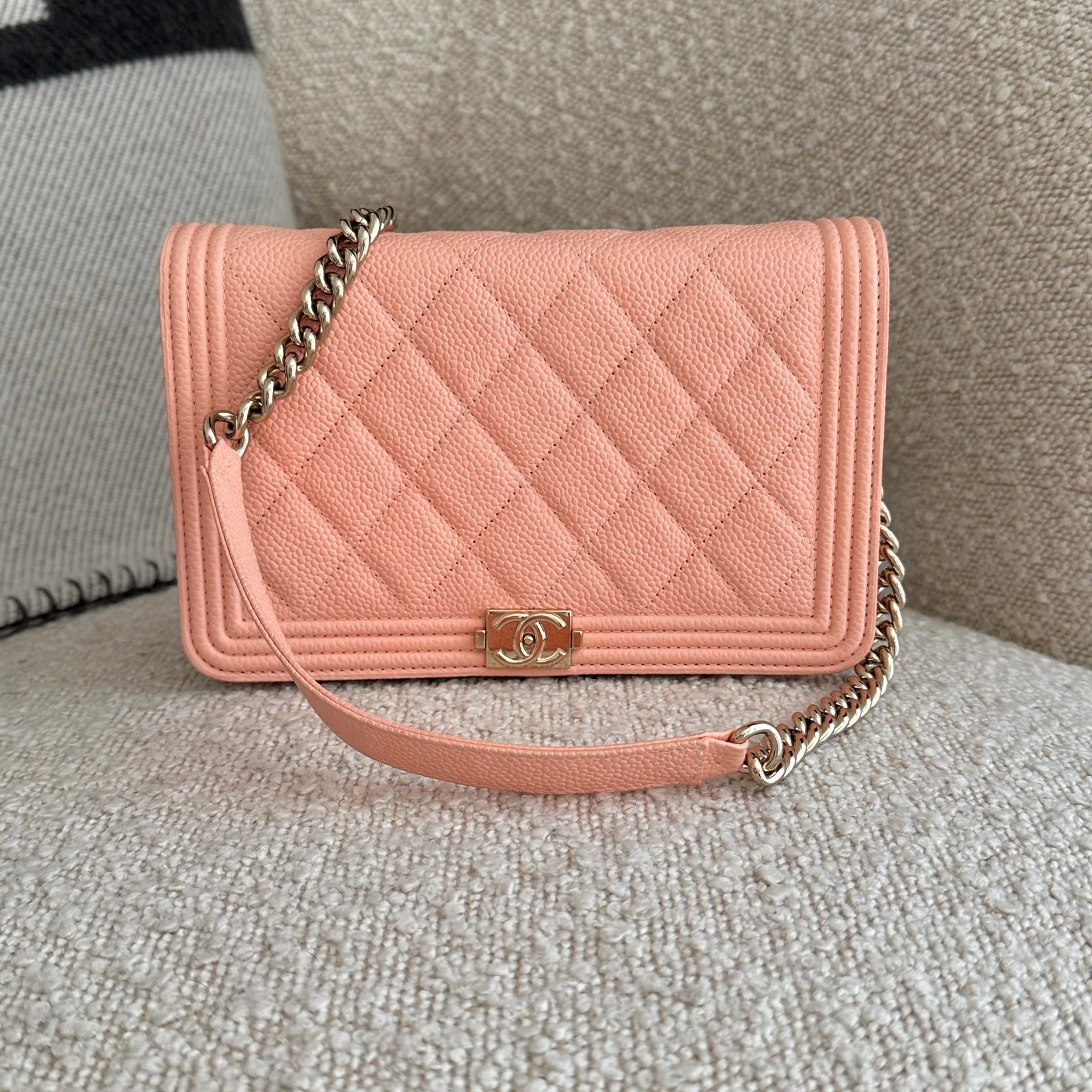 Chanel Wallet On Chain Boy Peach GHW