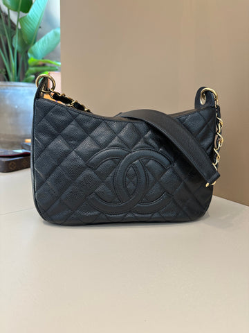 Chanel CC Hobo Shoulder Bag Black GHW