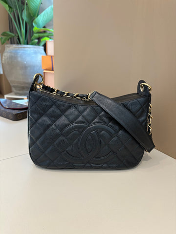 Chanel CC Hobo Shoulder Bag Black GHW