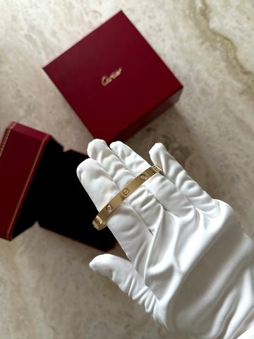 Cartier 18K Love Bracelet 4 Diamonds Yellow Gold
